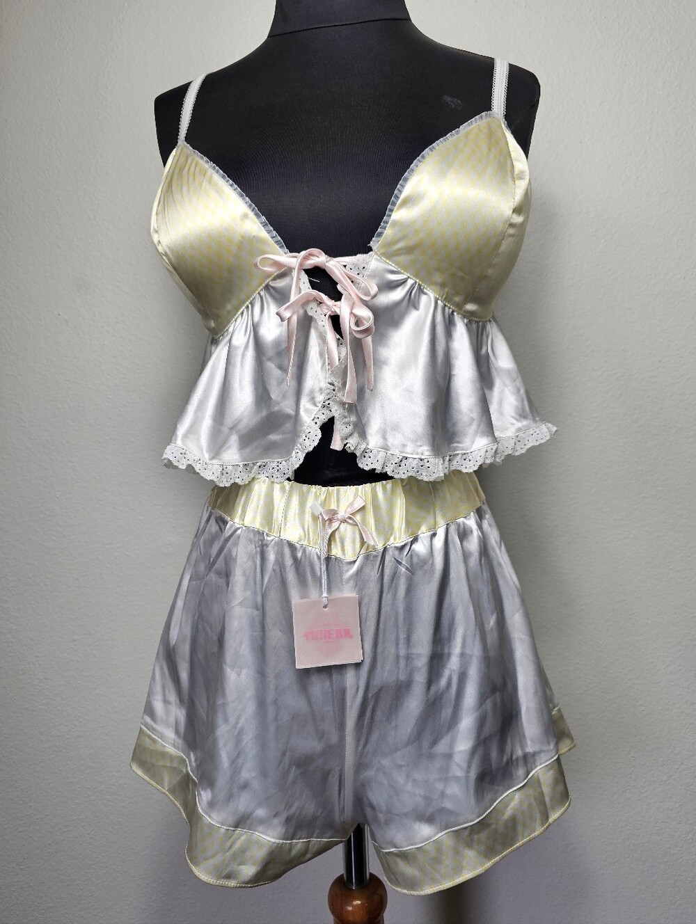 Coquette Satin Gingham Sleep Set